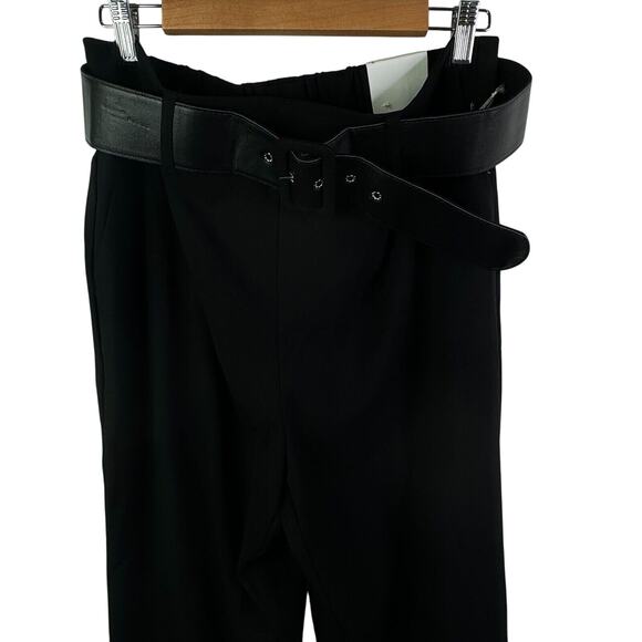 C by One Womens Black Belted Pull On Tapered Leg Elastic Waist Pants Size‎ Large - Picture 3 of 11